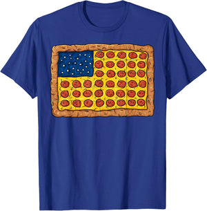 Pizza American Flag 4th Of July Funny Food Boys Girls Kids T-Shirt - T-Shirt | Royal