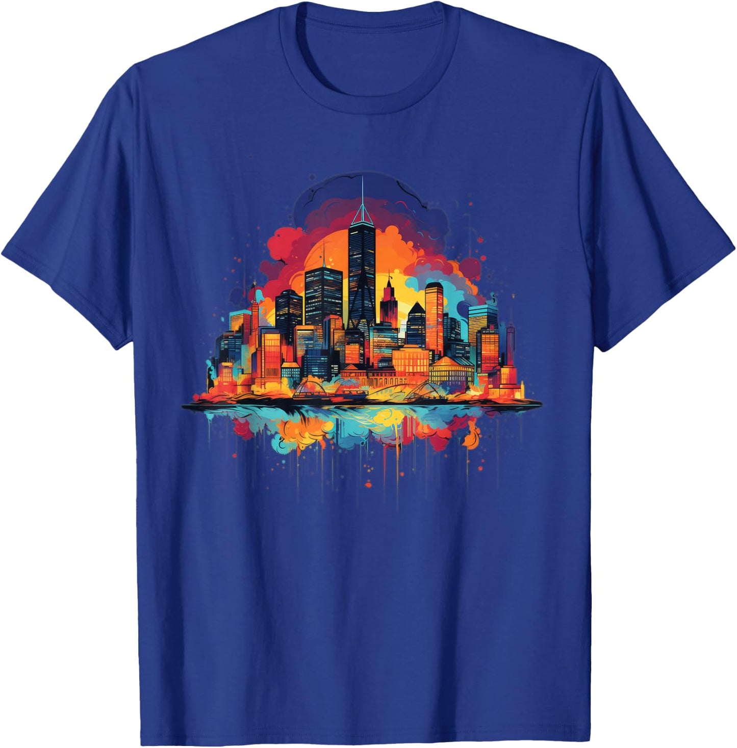 Boston City Skyline Colorful Art Women T-Shirt - T-Shirt | Royal