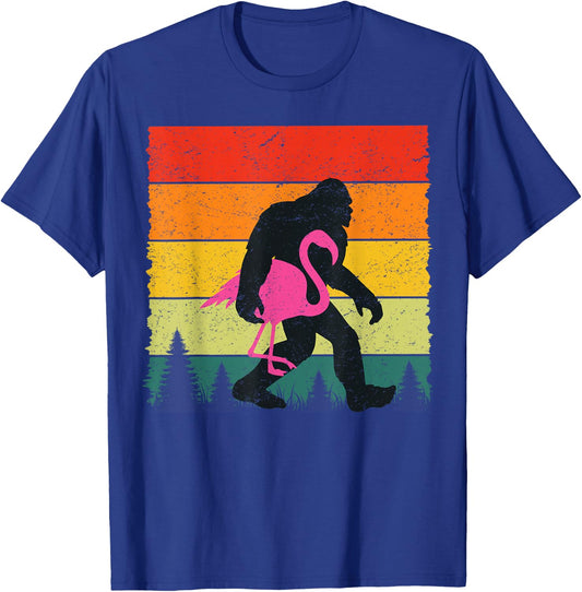 Bigfoot Sasquatch Pink Flamingo Aloha Beach Hawaiian Party T-Shirt - T-Shirt | Royal