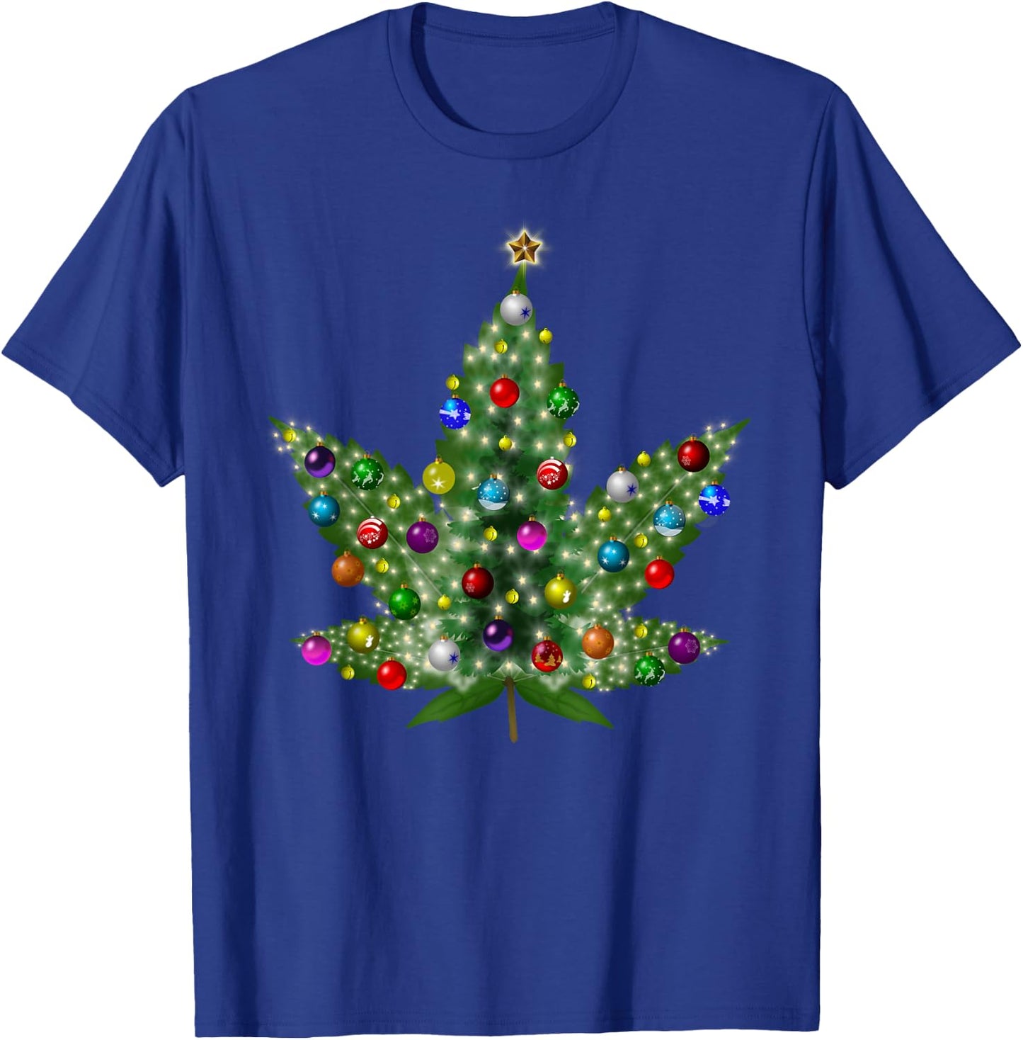 Weed Leaf Christmas Tree Pot Marijuana THC Vape Reefer Hippy T-Shirt - T-Shirt | Royal