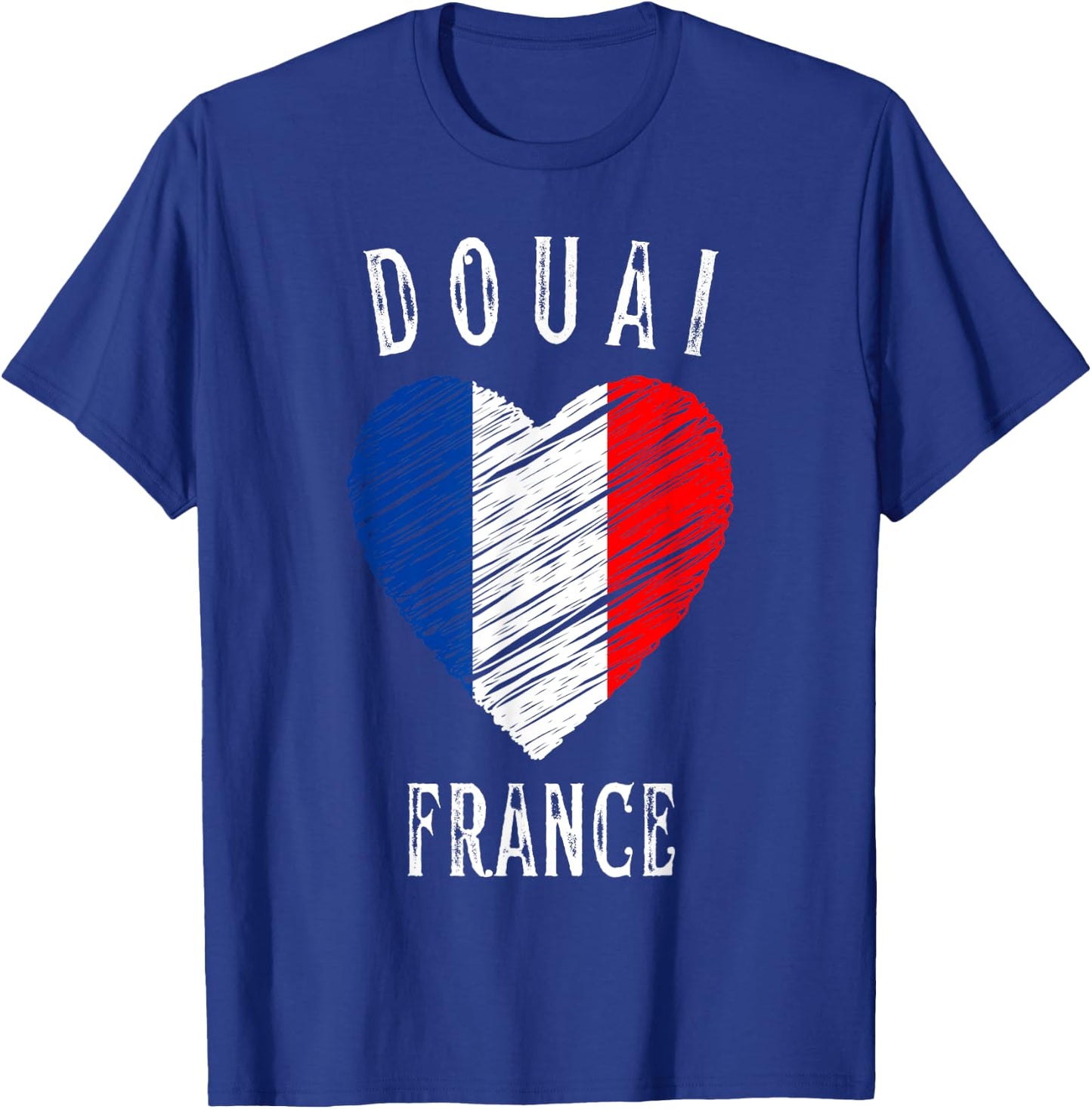 France Flag Heart Douai City T-Shirt - T-Shirt | Royal