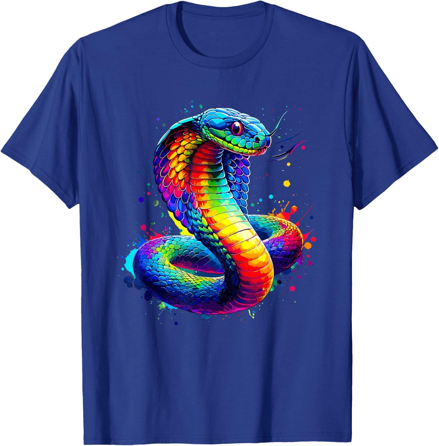 Colourful Splash Art Cobra Lovers Cobra Snake , black T-Shirt - T-Shirt | Royal