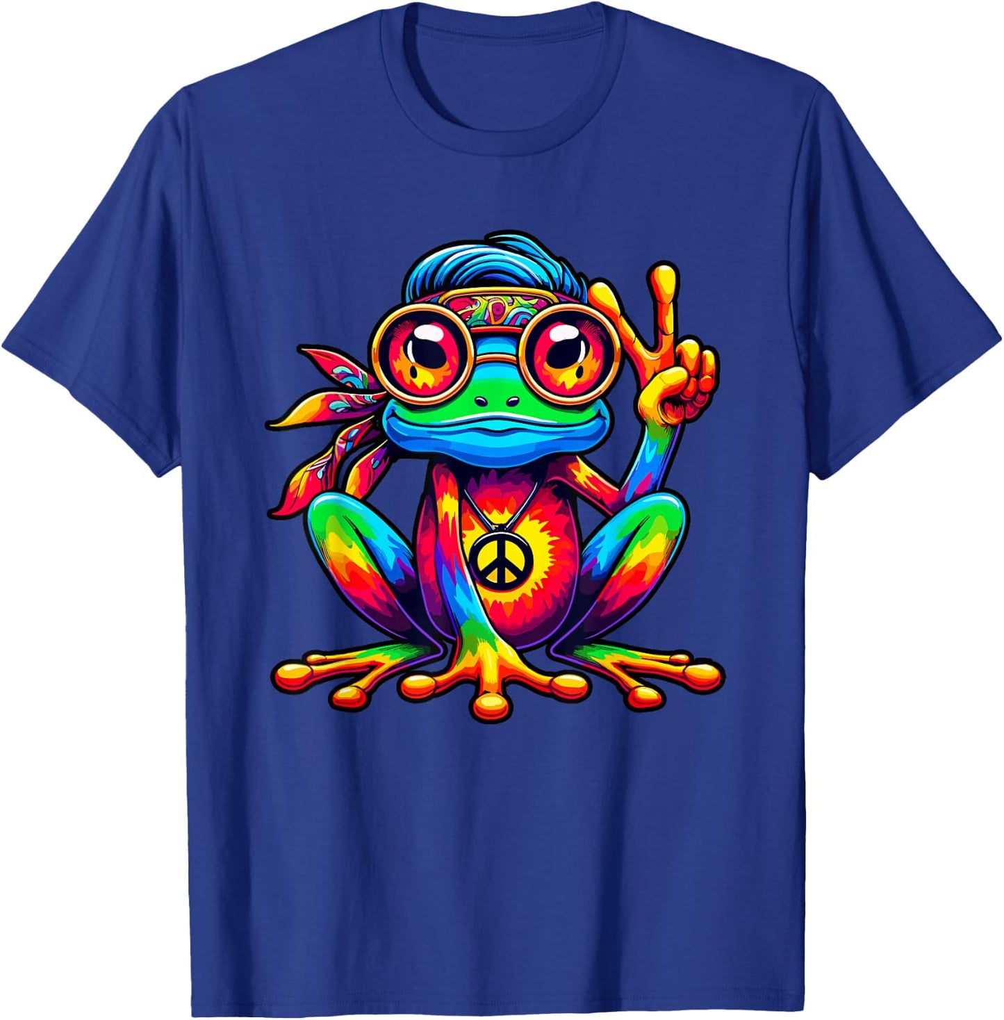 Hippie Frog Costume Tie Dye Peace Sign 70s Party 60s , Black, S T-Shirt - T-Shirt | Royal