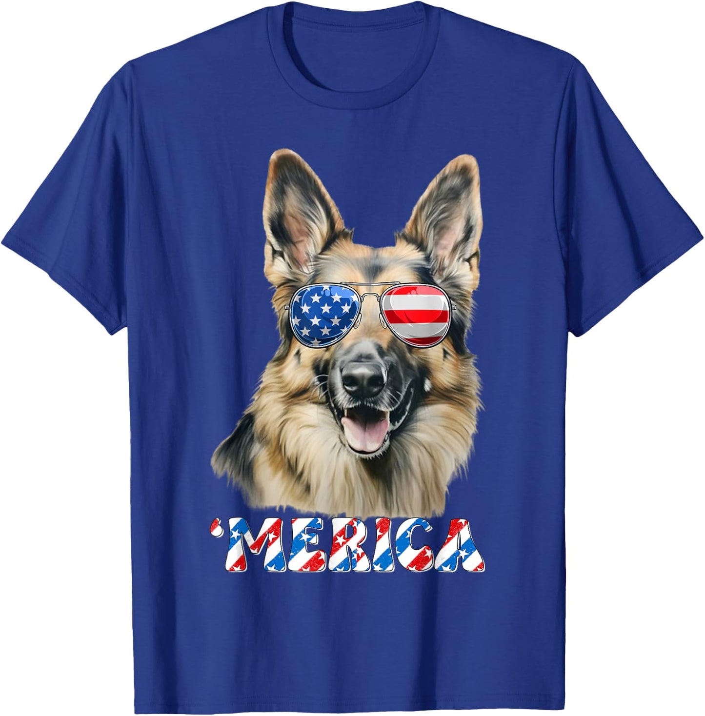 German Shepherd Dog Merica US Flag 4Th Of July Patriotic T-Shirt - T-Shirt | Royal