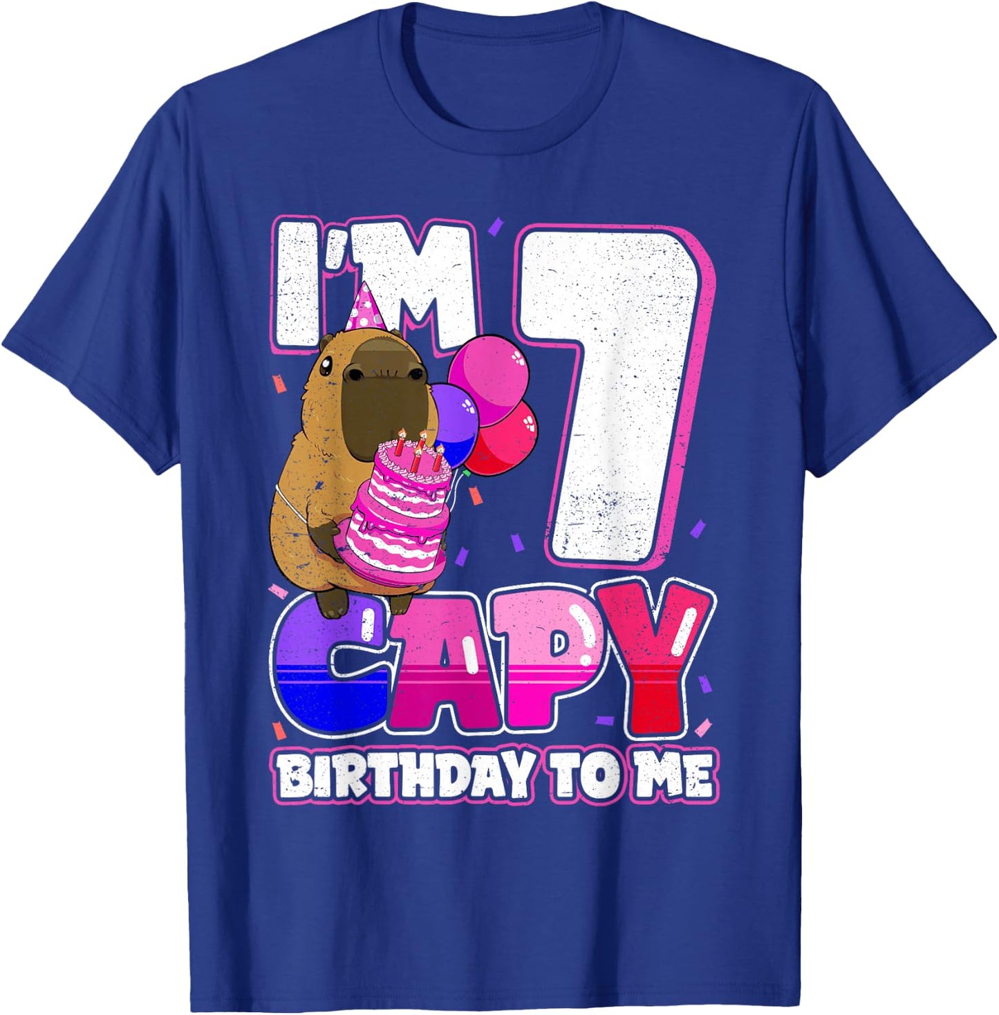 7 Years Capy Birthday to me Girls 7th Birthday Capybara T-Shirt - T-Shirt | Royal