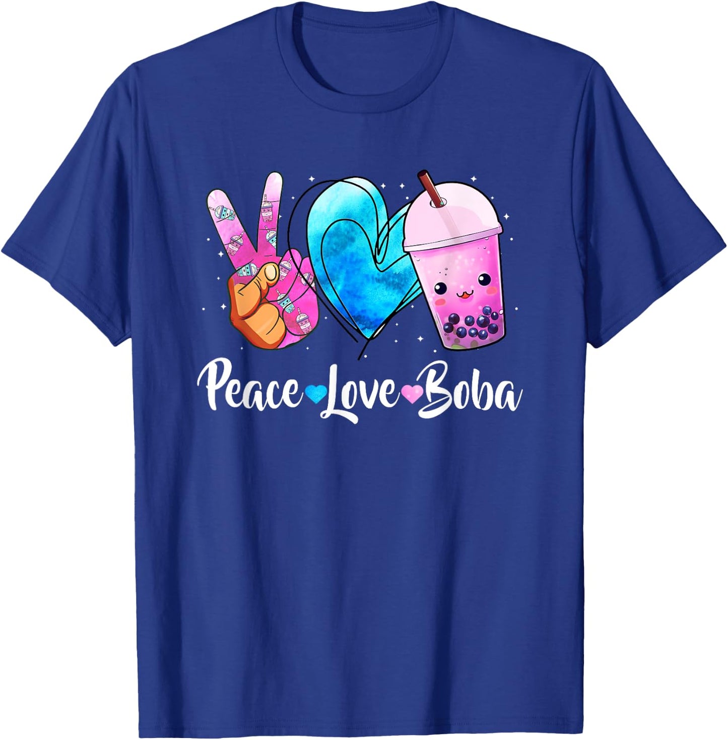 Peace Love Boba Bubble Tea For Teen Girls Kawaii Japanese T-Shirt - T-Shirt | Royal