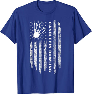 American Flag Candlepin Bowling - Vintage Candlepin Bowling T-Shirt - T-Shirt | Royal
