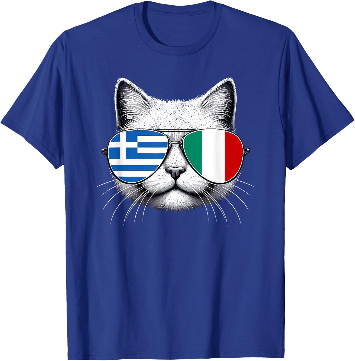 Greek Italian Flag Funny Cat Greece Italy Mix Heritage T-Shirt - T-Shirt | Royal