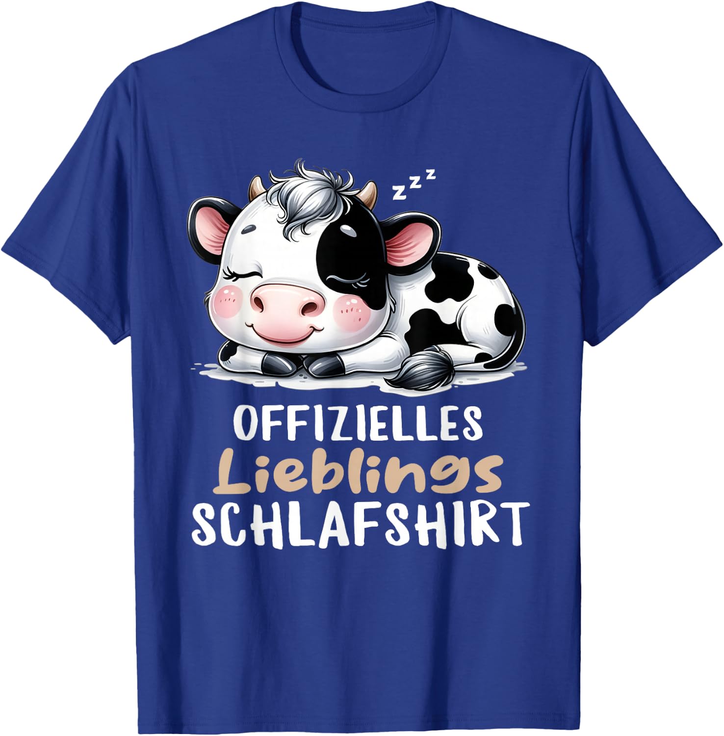 Cow Sleep Shirt Pyjamas Ladies Girls Tired Cow , black T-Shirt - T-Shirt | Royal