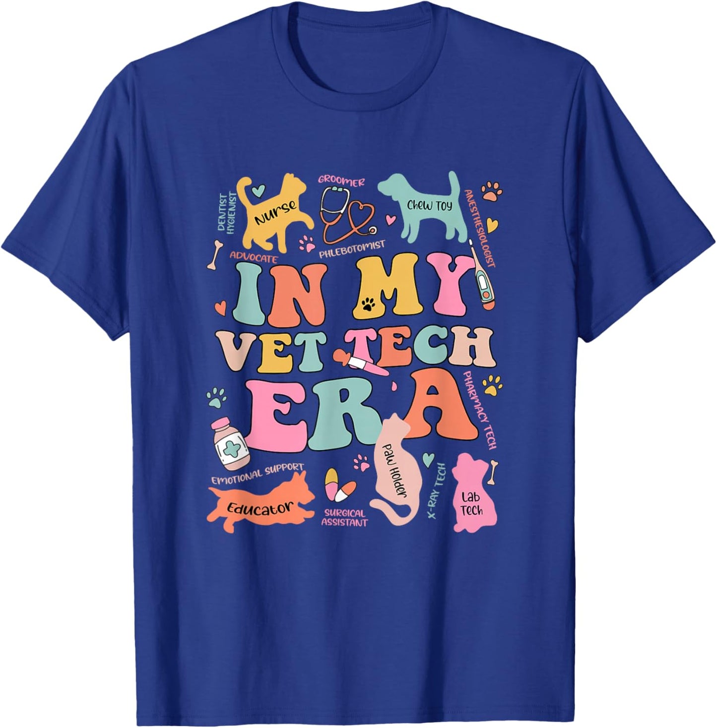Groovy in My Vet Tech Era Monogrammed Veterinarian Grad T-Shirt - T-Shirt | Royal