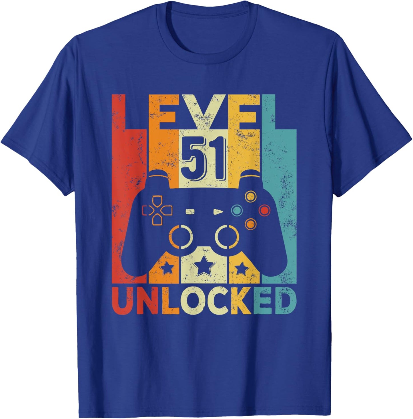 51st Birthday Man Woman 51 Year Old Game Controller Gamer T-Shirt - T-Shirt | Royal