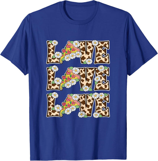 Love Pizza Lover Outfit Women Teen Girls Kids Cute Pizza T-Shirt - T-Shirt | Royal