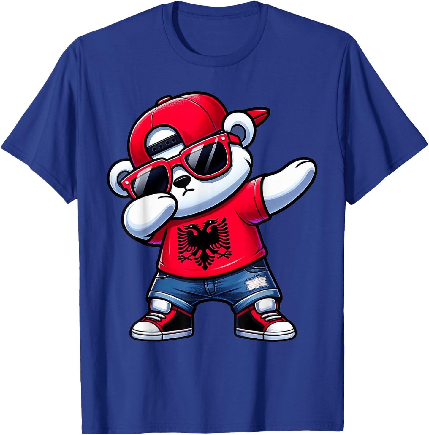 Albanian Bear Albania Dabbing Boys Kids 2024 , black T-Shirt - T-Shirt | Royal