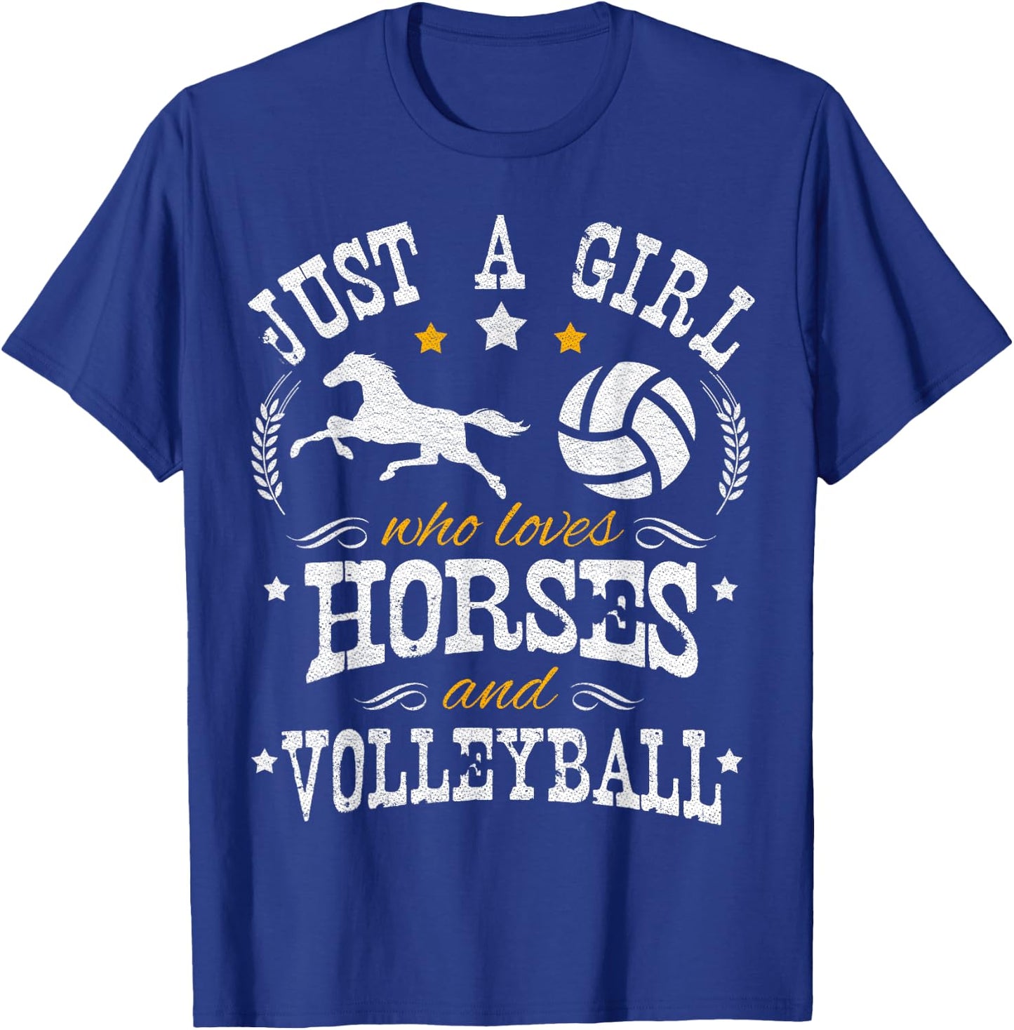 Just A Girl Who Loves Horses & Volleyball - Horse Lover T-Shirt - T-Shirt | Royal