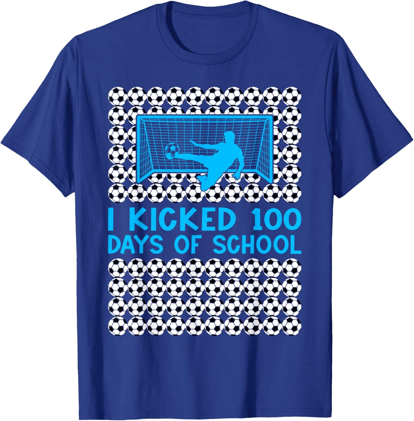 100 Days Of School Soccer 100th Day Of School For Boys Kids T-Shirt - T-Shirt | Royal