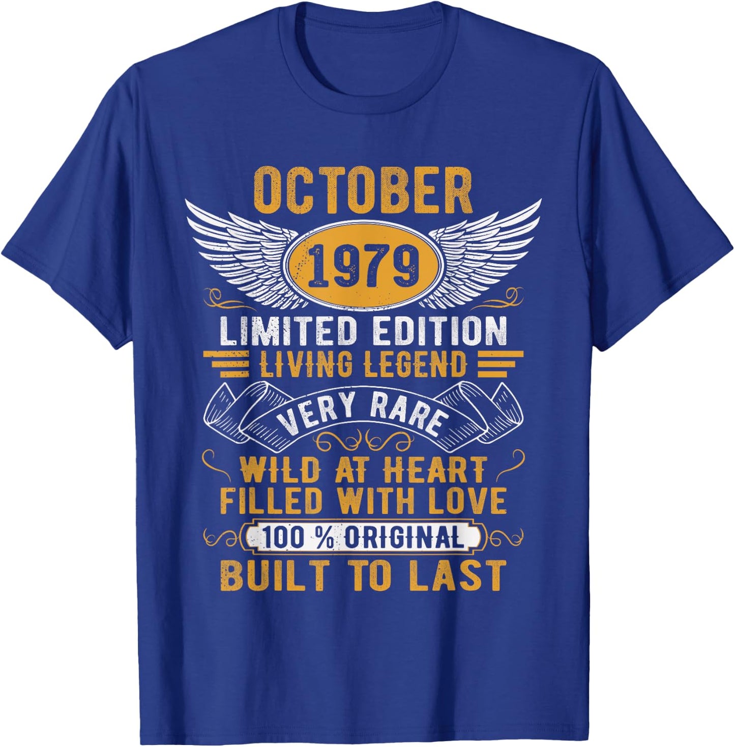 Legend Born In October 1979 Vintage Birthday T-Shirt - T-Shirt | Royal