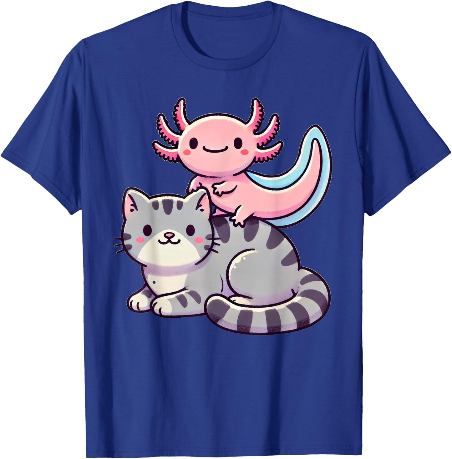 Anime Kawaii Axolotl Cat Kitten , Small, Black T-Shirt - T-Shirt | Royal