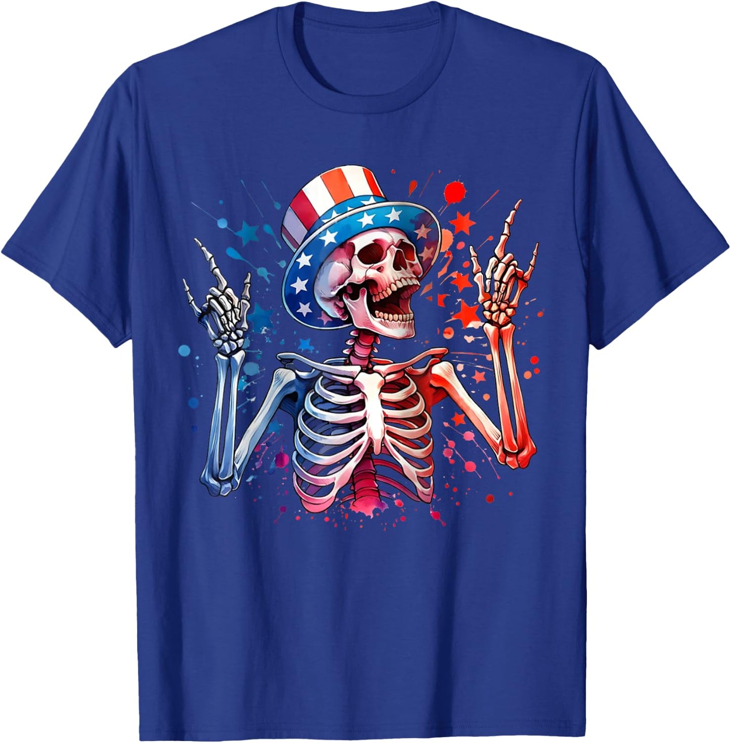 Party in The USA Rock Hand July 4th Funny American Skeleton Kids Men T-Shirt - T-Shirt | Royal