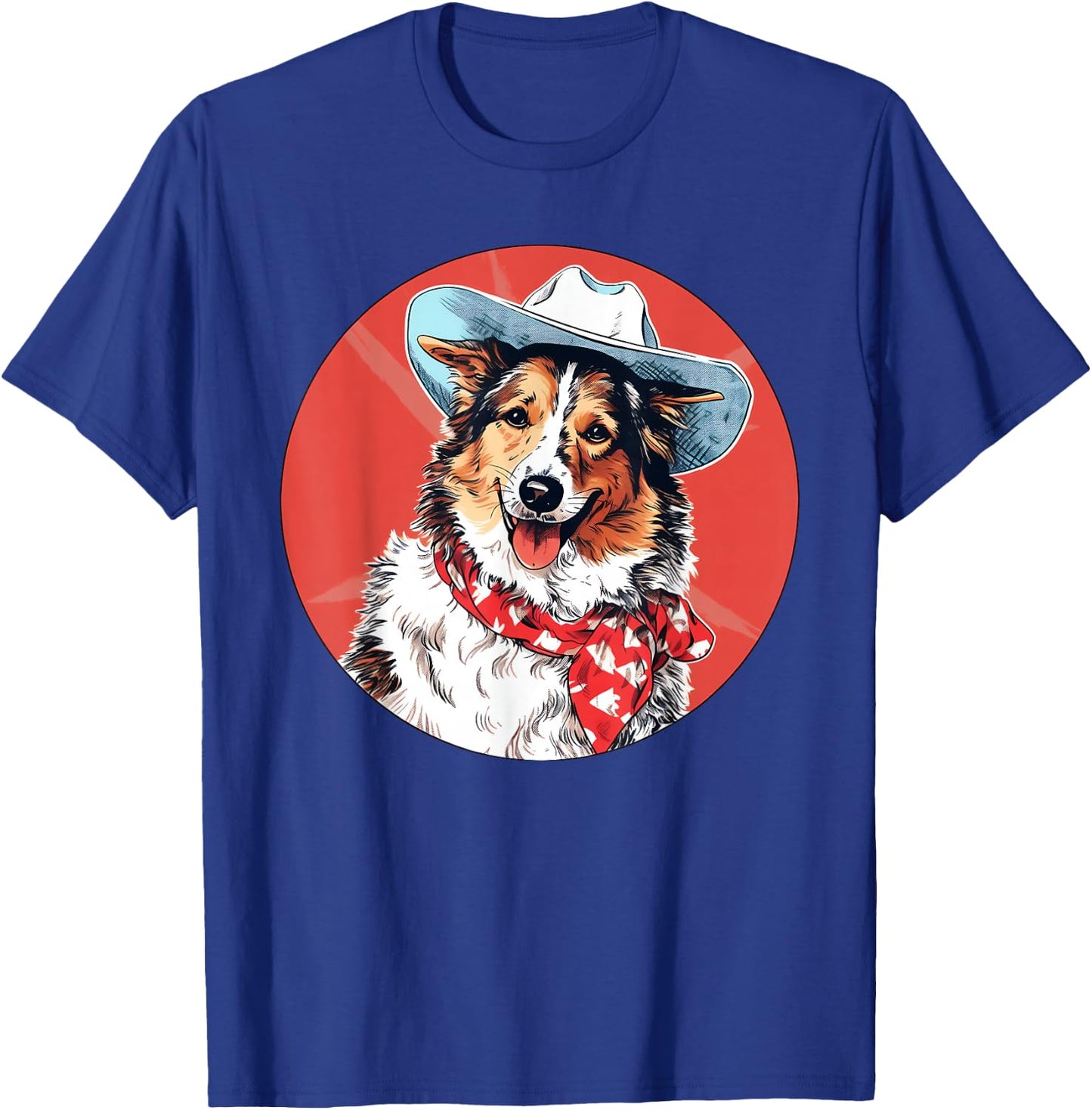Shetland Sheepdog Cowboy Funny Dog Wild West T-Shirt - T-Shirt | Royal