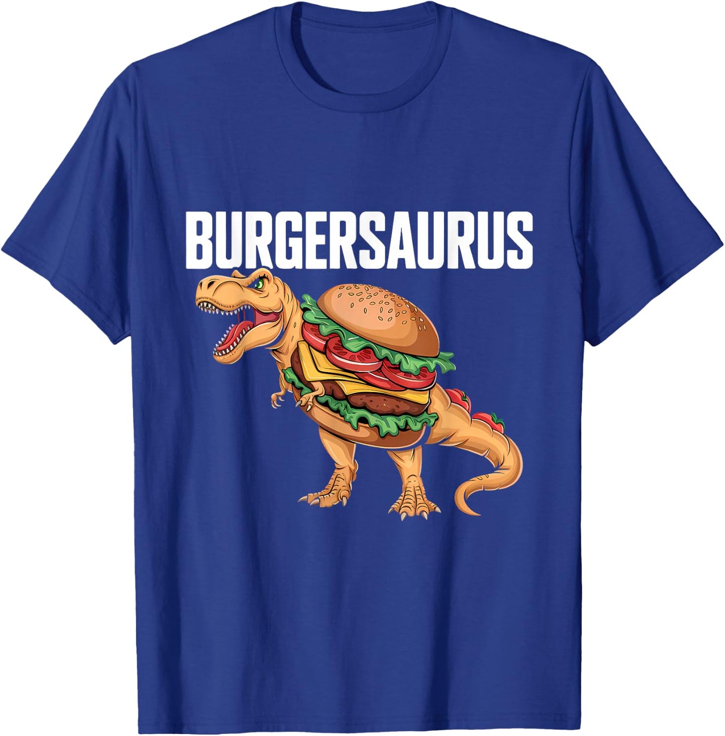 Burger Dinosaur T-Rex Burger Dino Funny Fast Food T-Shirt - T-Shirt | Royal