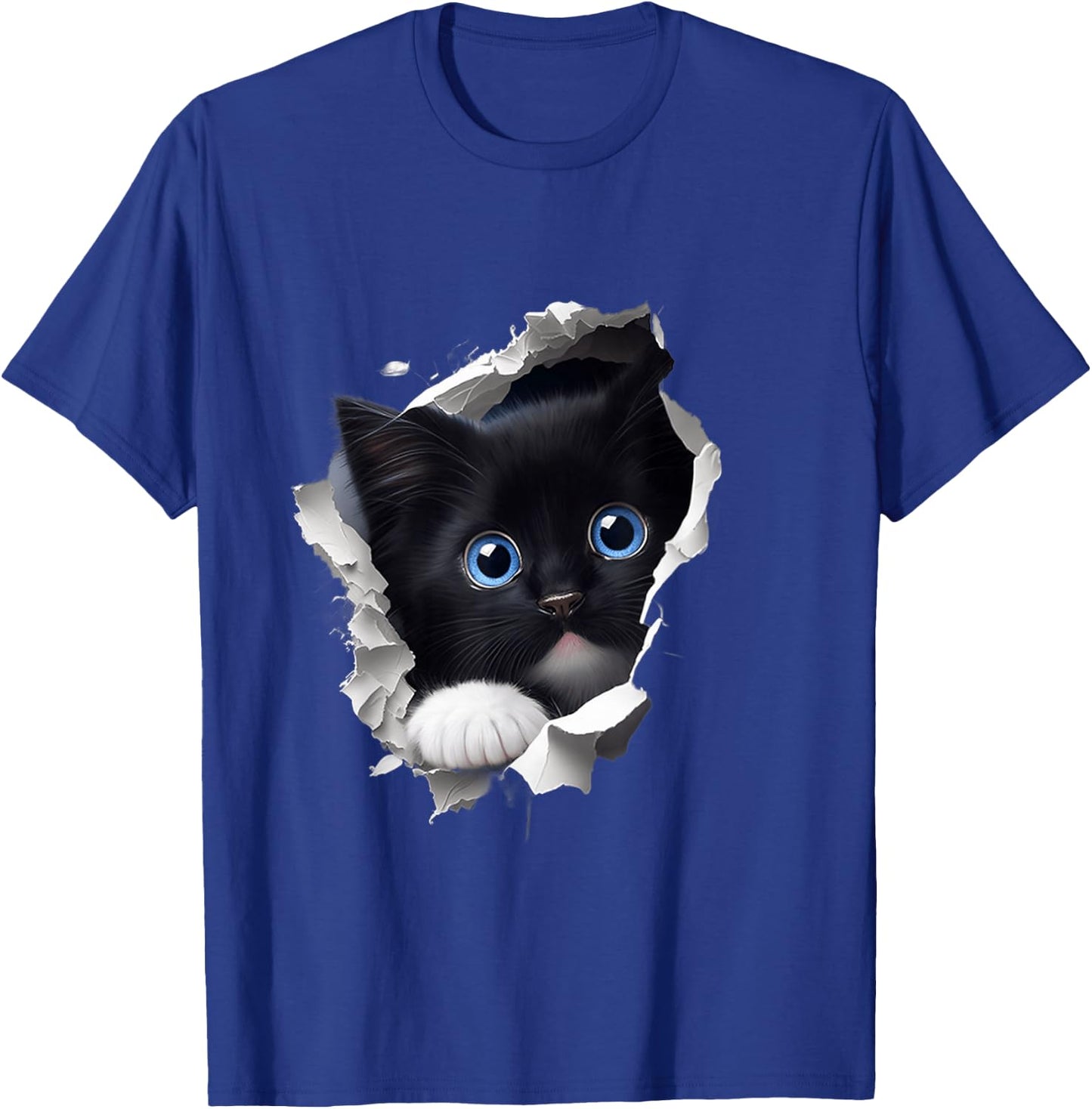 A Curious and Cute Kitten Black Cat , black T-Shirt - T-Shirt | Royal