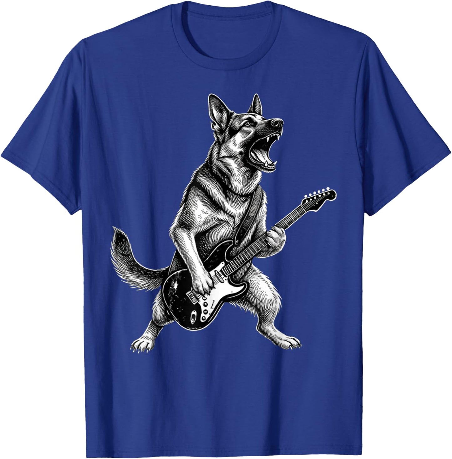Funny German Shepherd Dog Playing Guitar T-Shirt - T-Shirt | Royal