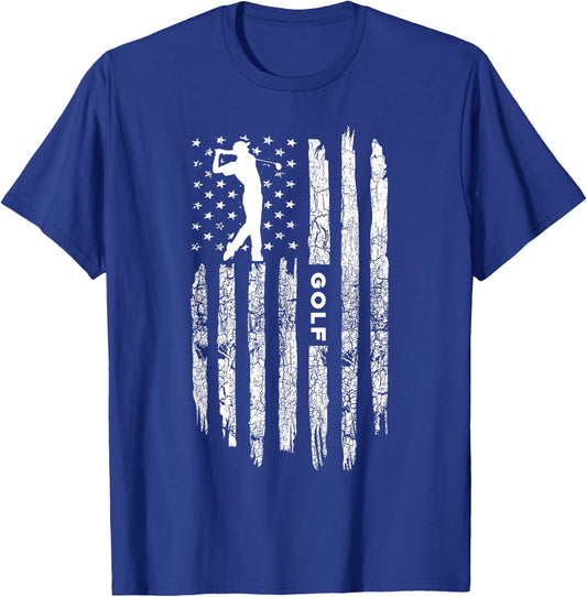 American Flag Golf Clothing - Golfer Vintage Golf Small T-Shirt - T-Shirt | Royal