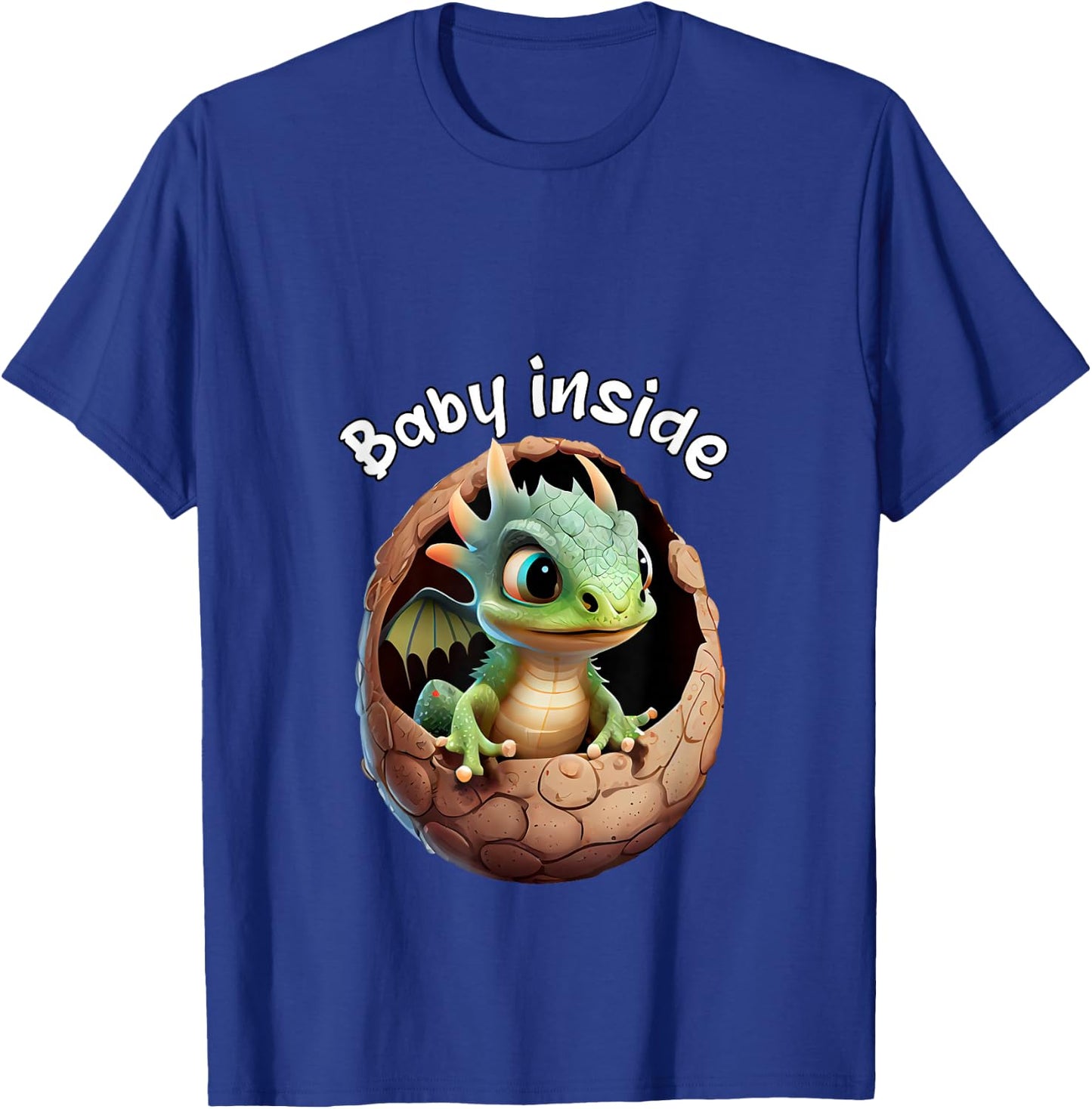Baby Inside. Baby cute Dragon In Eggshell. Funny Baby T-Shirt - T-Shirt | Royal