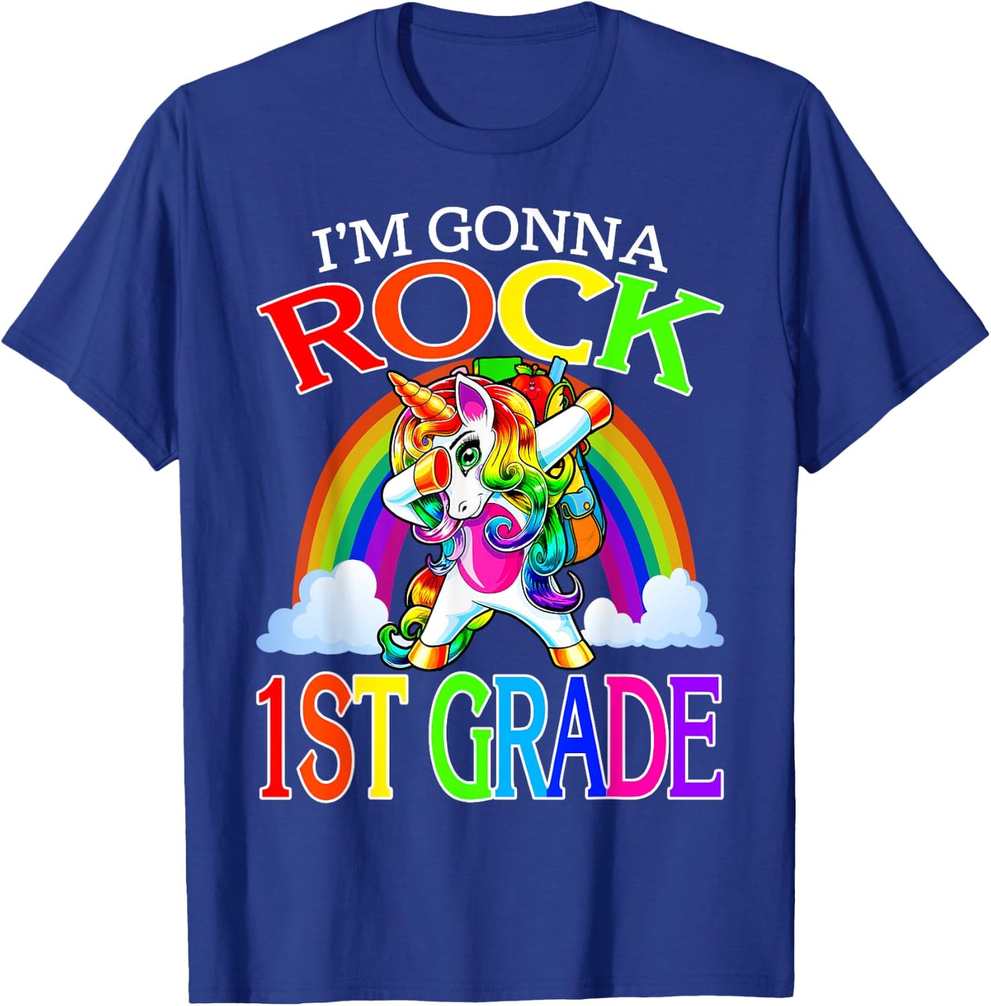 I'm Gonna Rock 1st Grade Unicorn Rainbow Back To School T-Shirt - T-Shirt | Royal