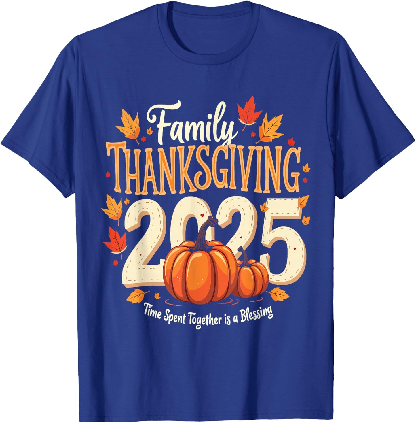 Family Thanksgiving 2025 Crew Pumpkin Turkey Group Matching T-Shirt - T-Shirt | Royal