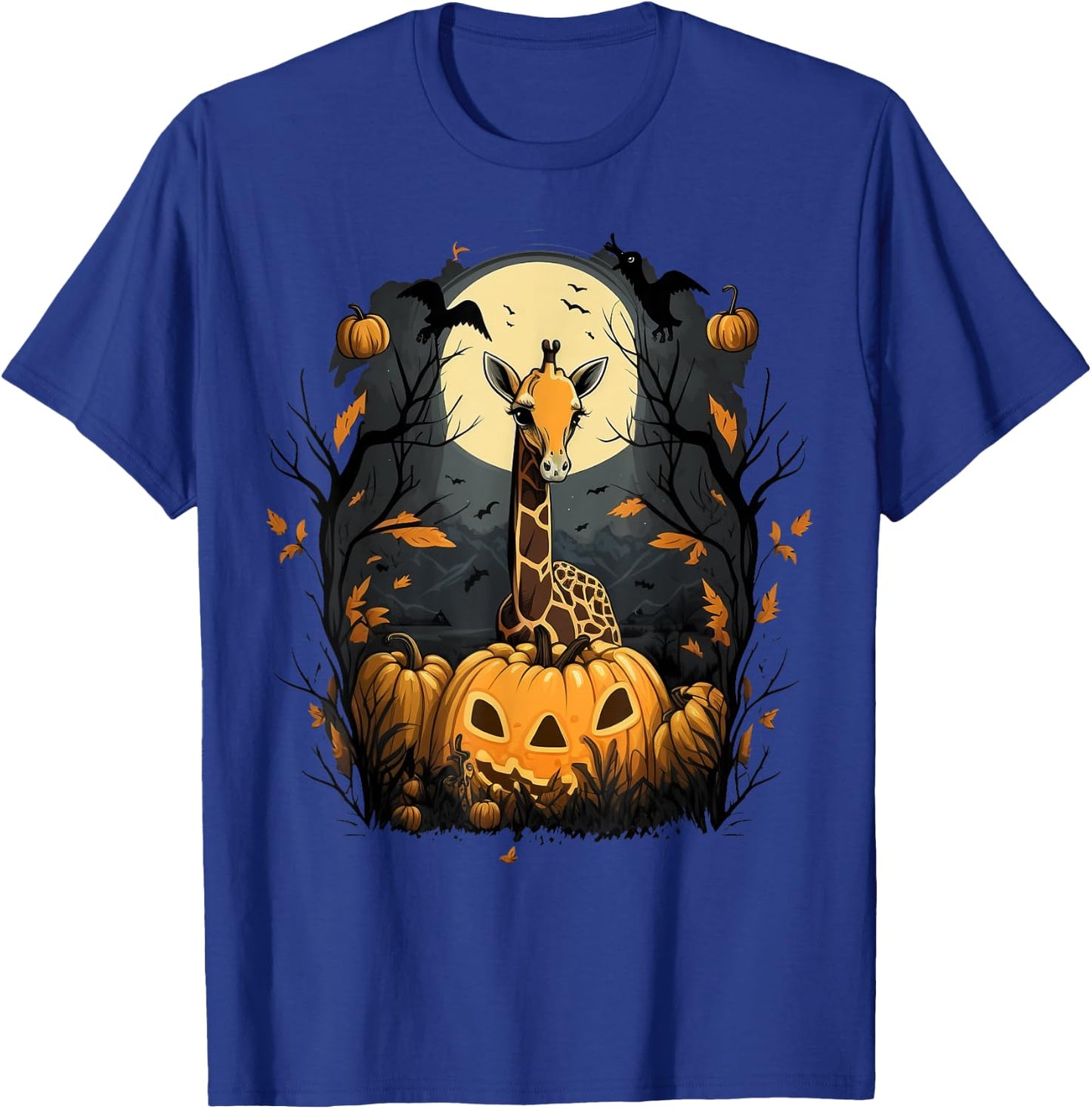 Pumpkin Giraffe Costume on Giraffe Halloween T-Shirt - T-Shirt | Royal