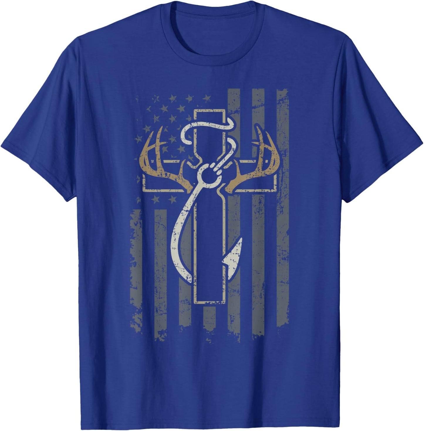 Faith Hunting Fishing - Christian Cross USA Hunter Fisherman T-Shirt - T-Shirt | Royal