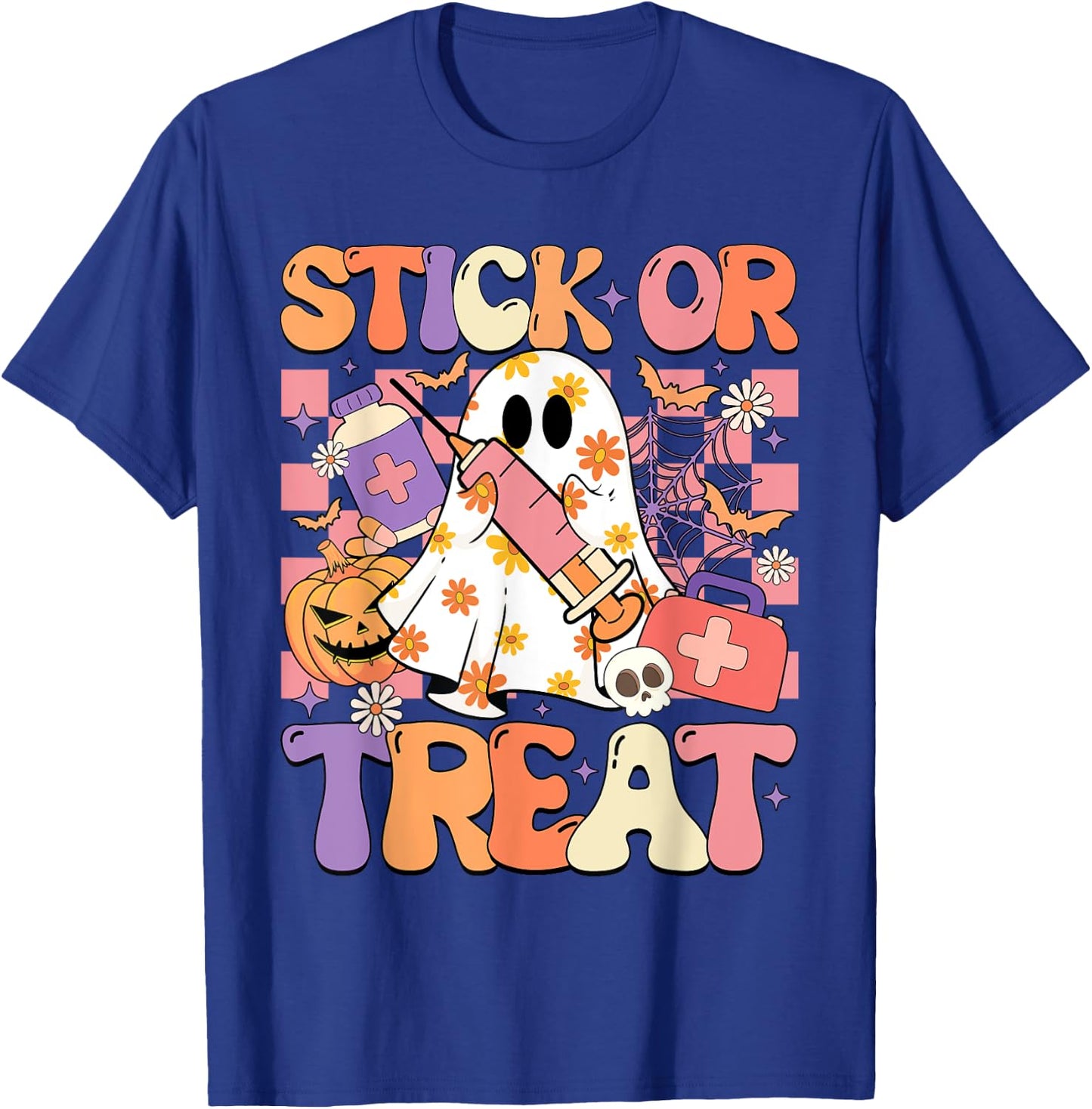 Stick Or Treat Phlebotomy Tech Syringe Trick Or Treat Day T-Shirt - T-Shirt | Royal
