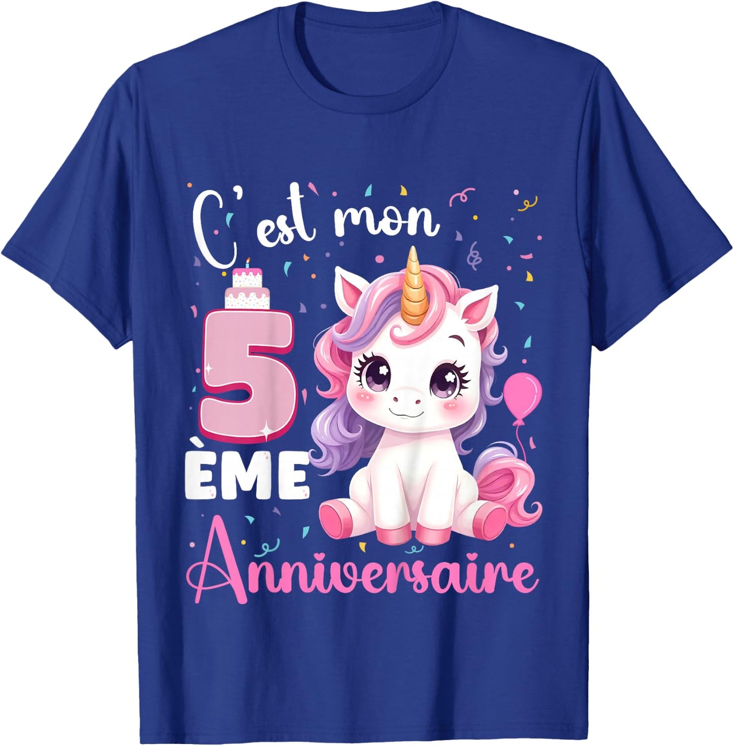 Enfant C'est Mon 5 ème Anniversaire Unicorn Birthday 5 Years , Black, 2 T-Shirt - T-Shirt | Royal