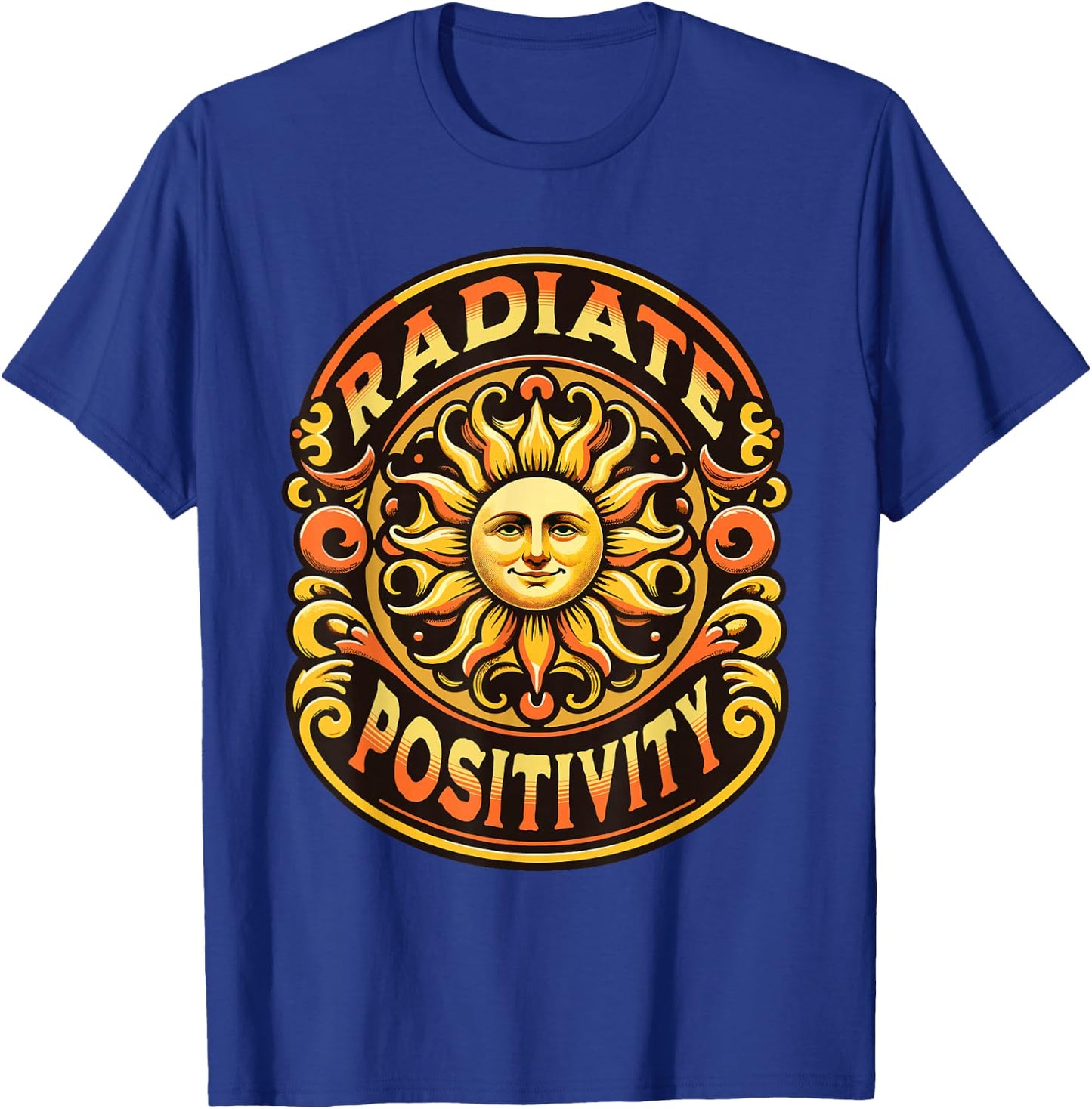 Radiate Positivity Vintage Sun Inspirational Motivational T-Shirt - T-Shirt | Royal