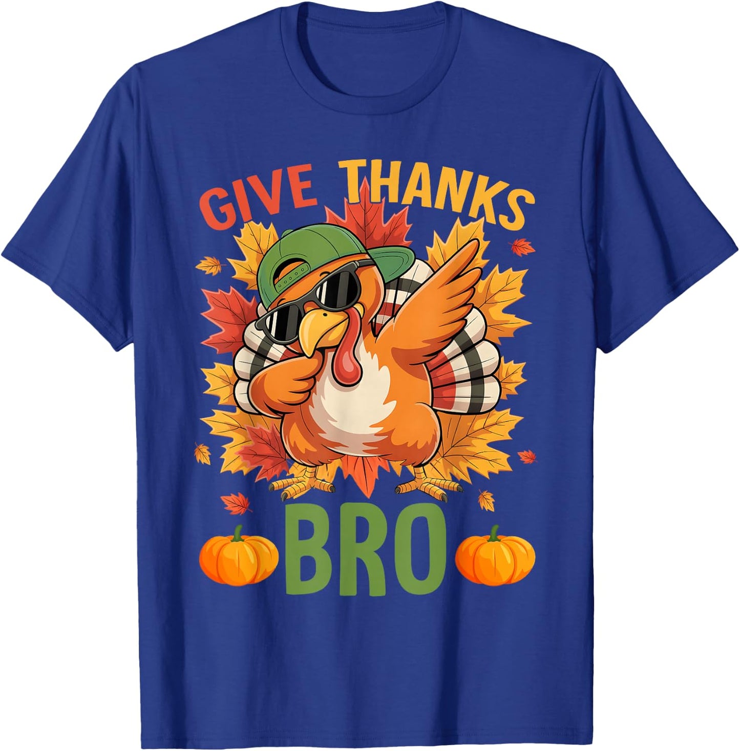 Thanksgiving Give Thanks Bro Cute Turkey Thankful Men Boy T-Shirt - T-Shirt | Royal