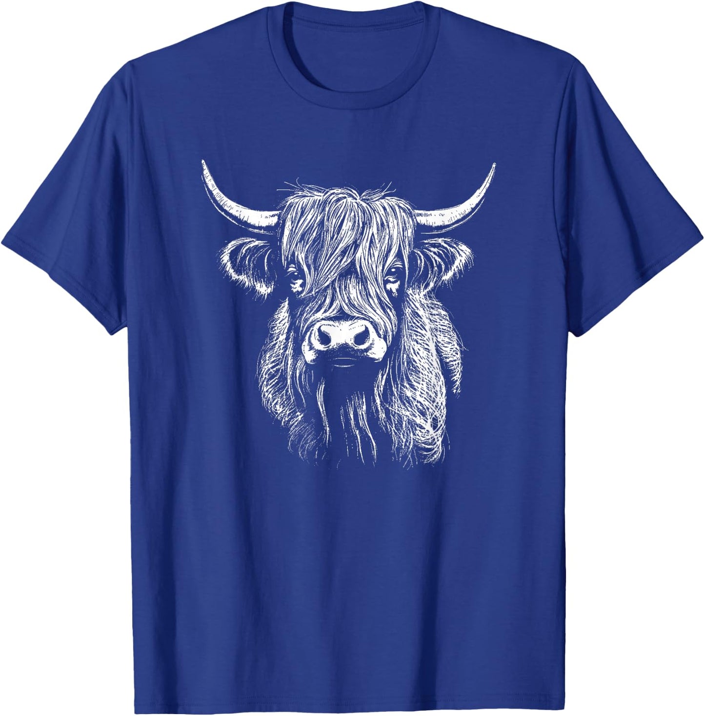 Scottish Highland Cattle Cow Drawing T-Shirt - T-Shirt | Royal