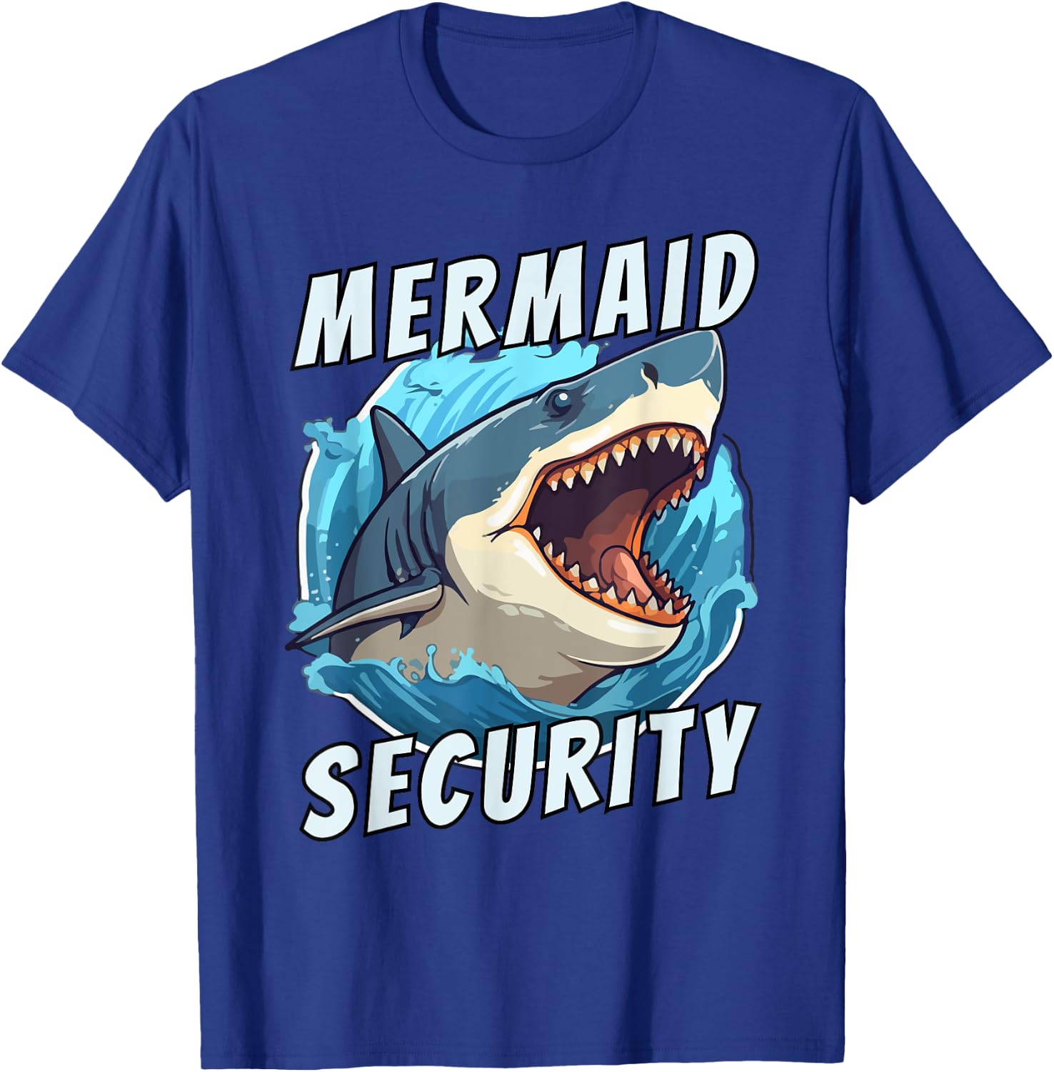Mermaid Security Funny Dad Of The Birthday Girl Retro Shark T-Shirt - T-Shirt | Royal