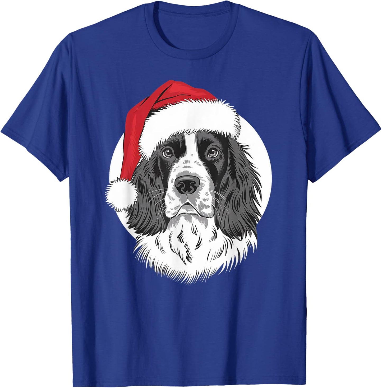Springer Santa Dog on English Springer Spaniel Christmas Men Women Kids T-Shirt - T-Shirt | Royal