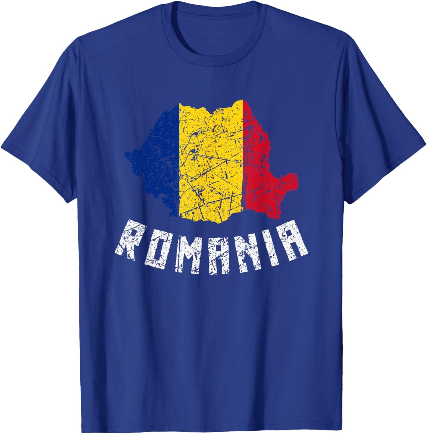 Romanian Flag Of Romania European Distressed Men Women Kids T-Shirt - T-Shirt | Royal