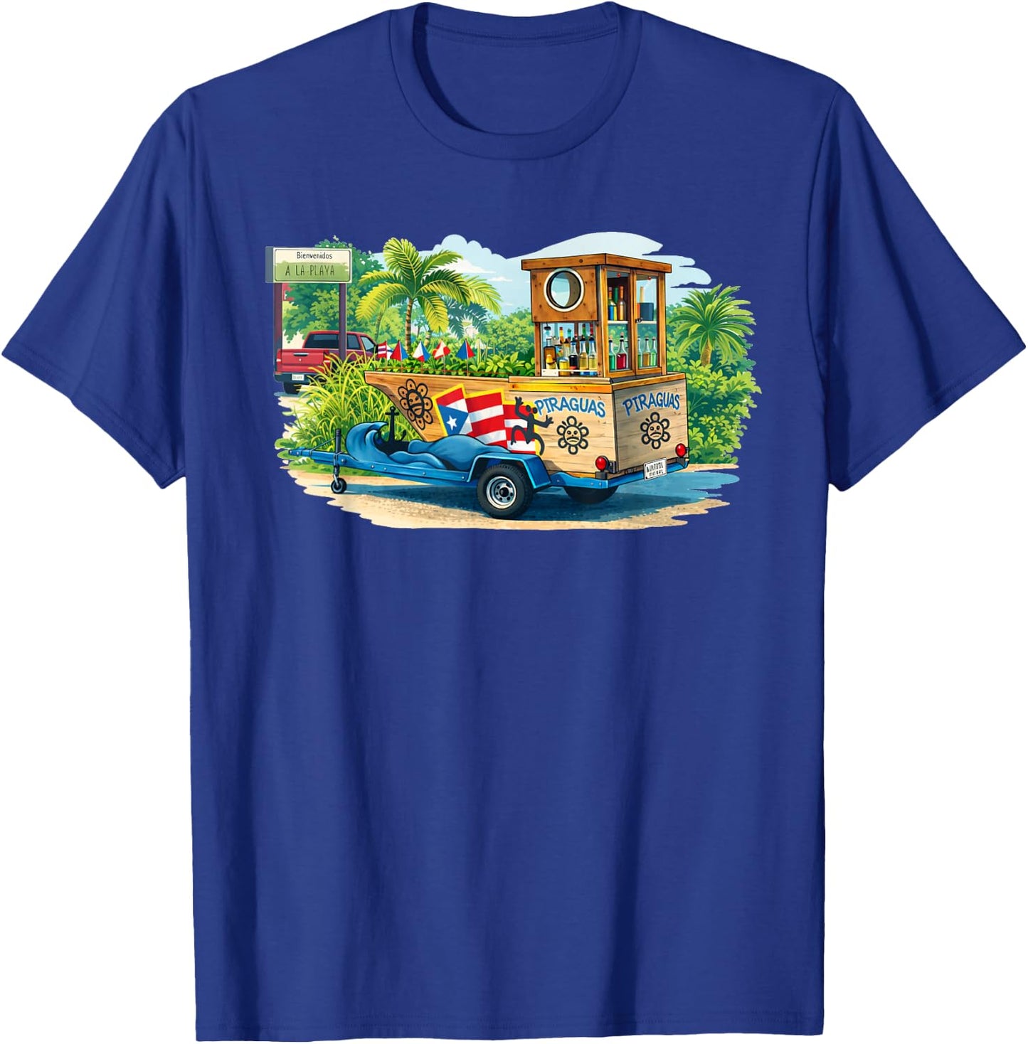Puerto Rico Piragua Shaved Ice Cart Tropical Beach Design T-Shirt - T-Shirt | Royal