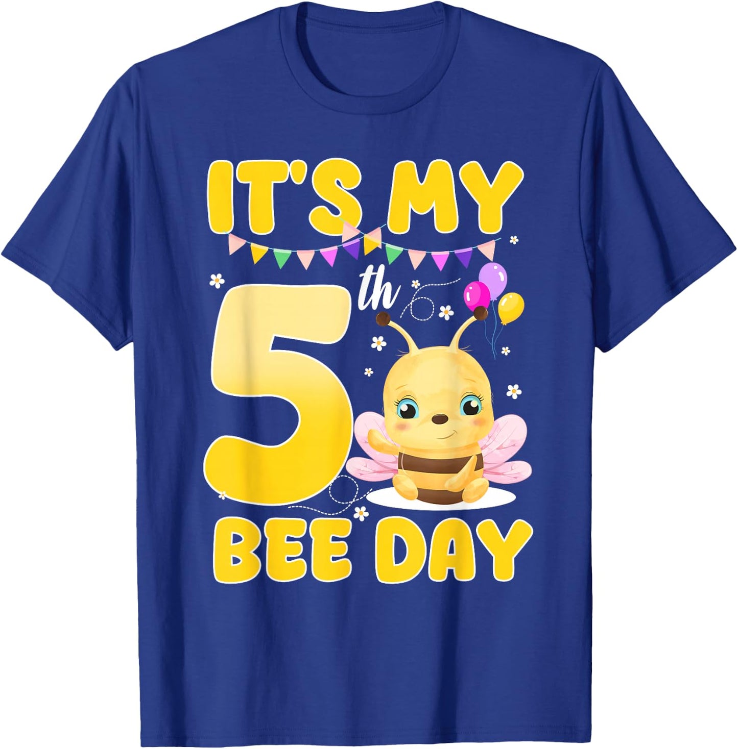 It's My 5th Bee Day 5 Year Old Birthday Bee Theme Party T-Shirt - T-Shirt | Royal