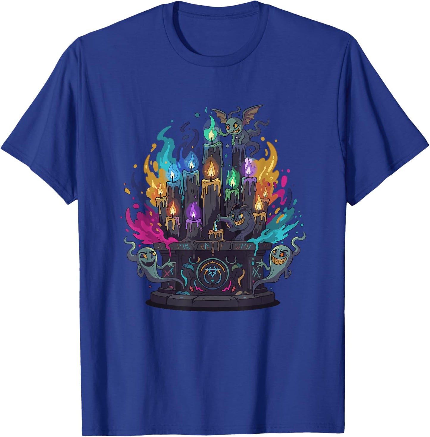 Colorful Haunted Altar Candles with Ghosts T-Shirt - T-Shirt | Royal