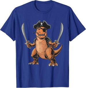 Pirate Dinosaur T Rex Funny Halloween Tyrannosaurus Costume T-Shirt - T-Shirt | Royal