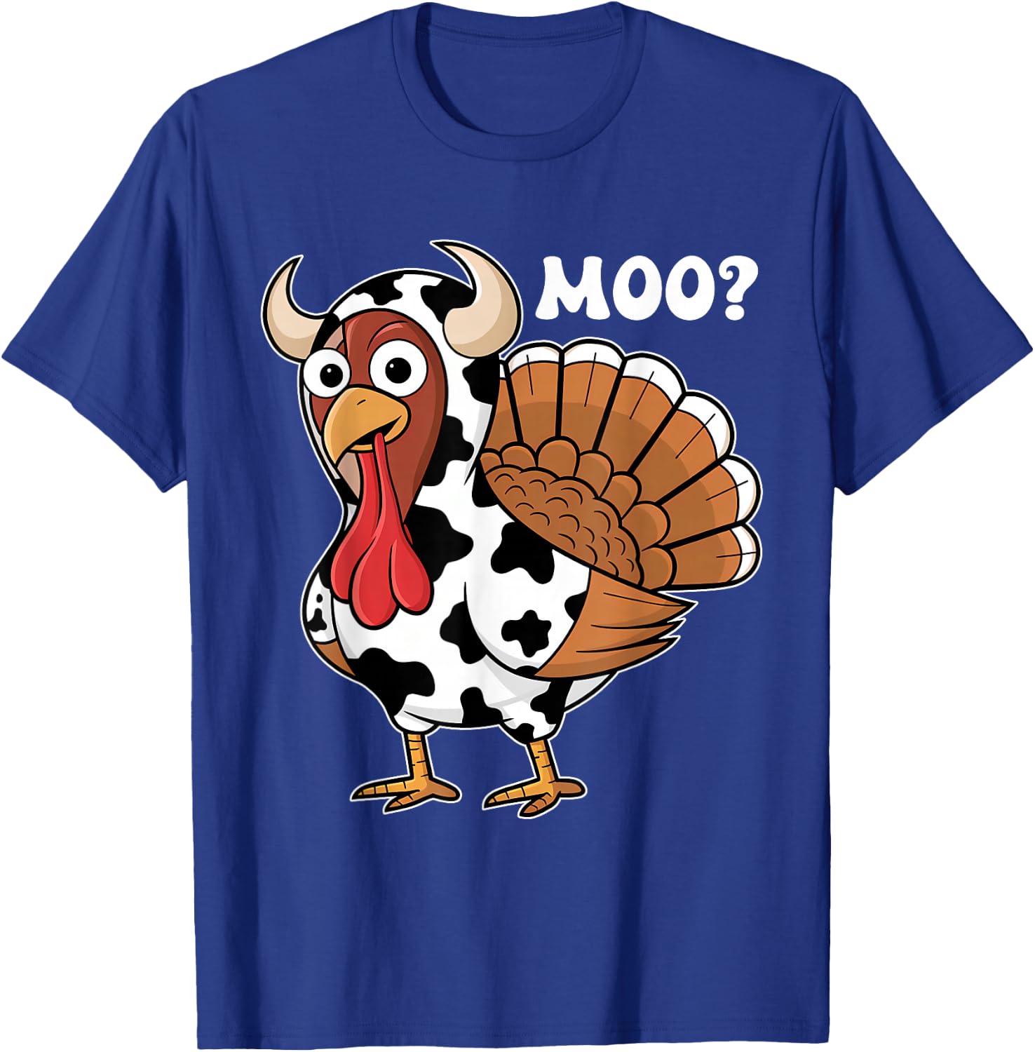 Turkey Moo Funny Thanksgiving Autumn Farmer Cow Turkey T-Shirt - T-Shirt | Royal