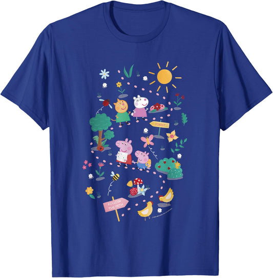 Peppa Pig Follow The Path To The Forest Group Shot T-Shirt - T-Shirt | Royal