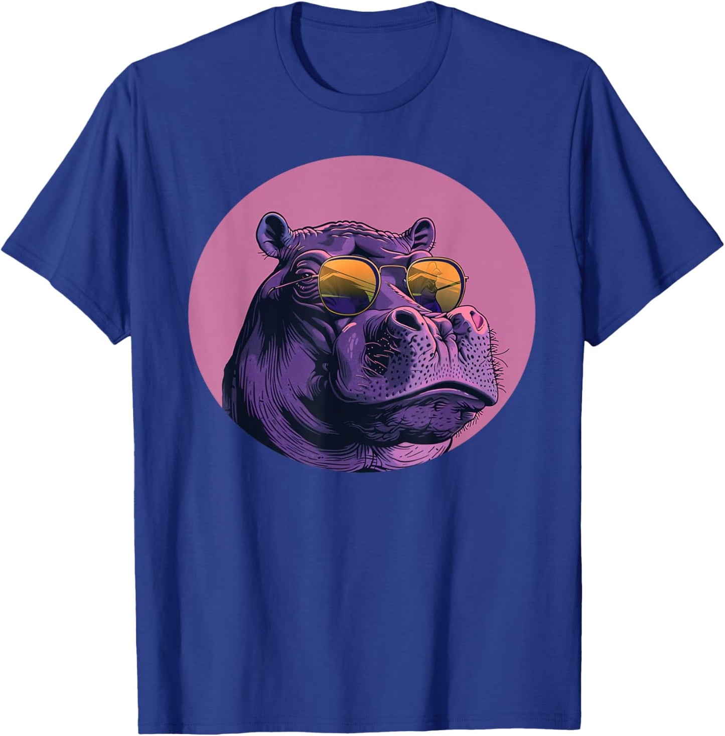 Funny plump bespectacled Hippo with Sunglasses Outfit T-Shirt - T-Shirt | Royal