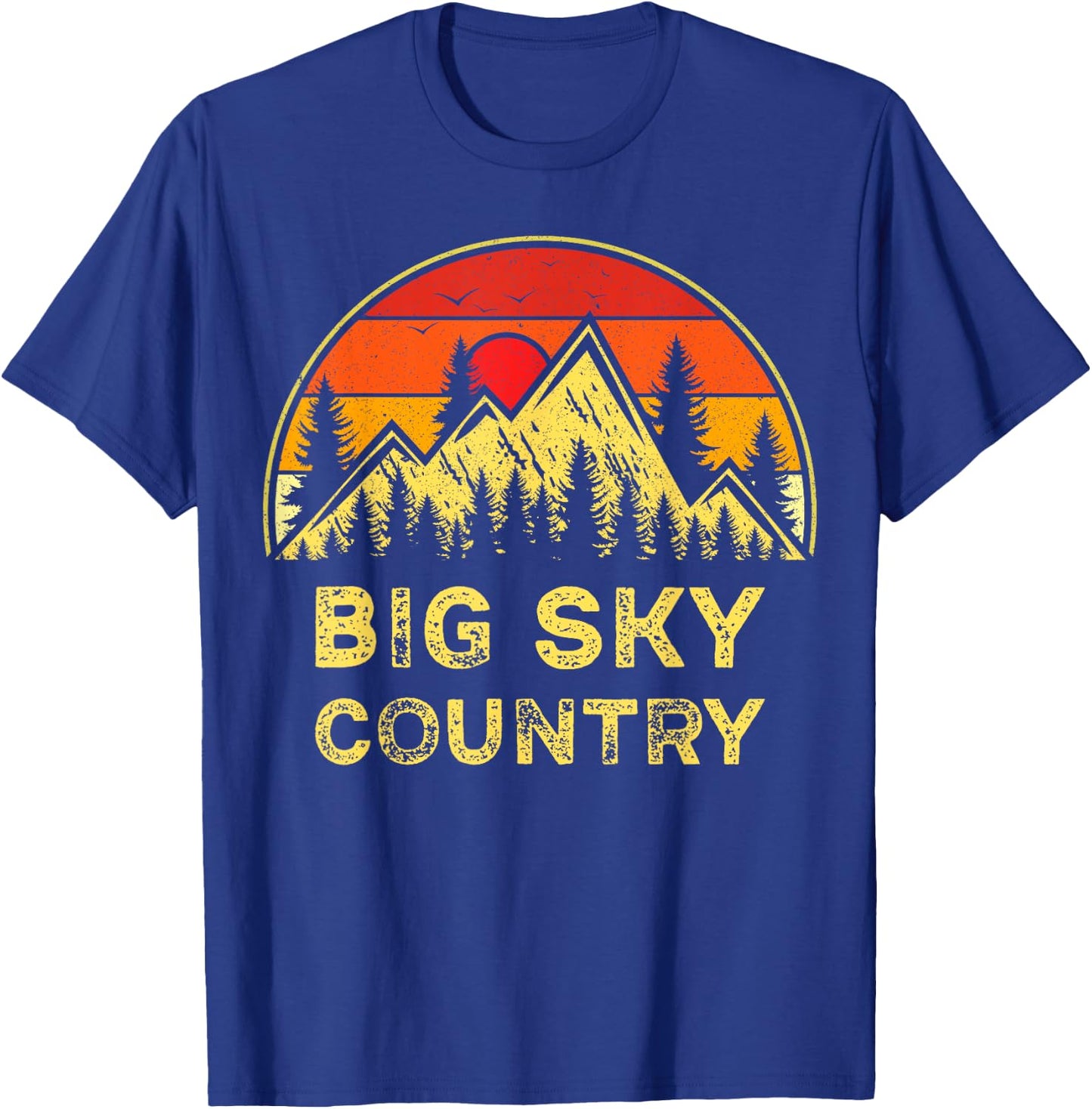 Vintage Big Sky Country Montana MT Mountains Hiking Souvenir T-Shirt - T-Shirt | Royal