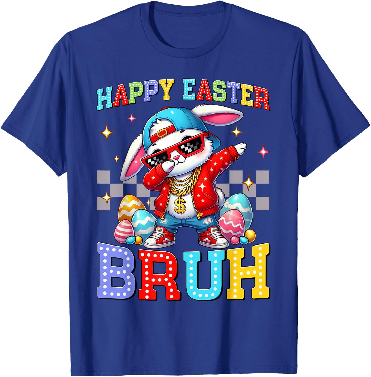 Dabbing Bunny Happy Easter Bruh Meme Bro Boys Kids Teens Kid T-Shirt - T-Shirt | Royal