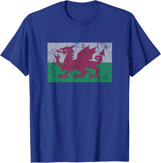 Wales Flag Welsh Dragon Baner Cymru Y Ddraig Goch T Shirt T-Shirt - T-Shirt | Royal